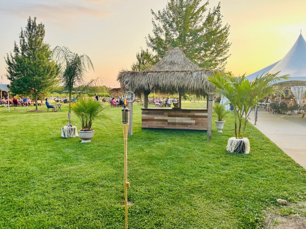 luau hut sunset