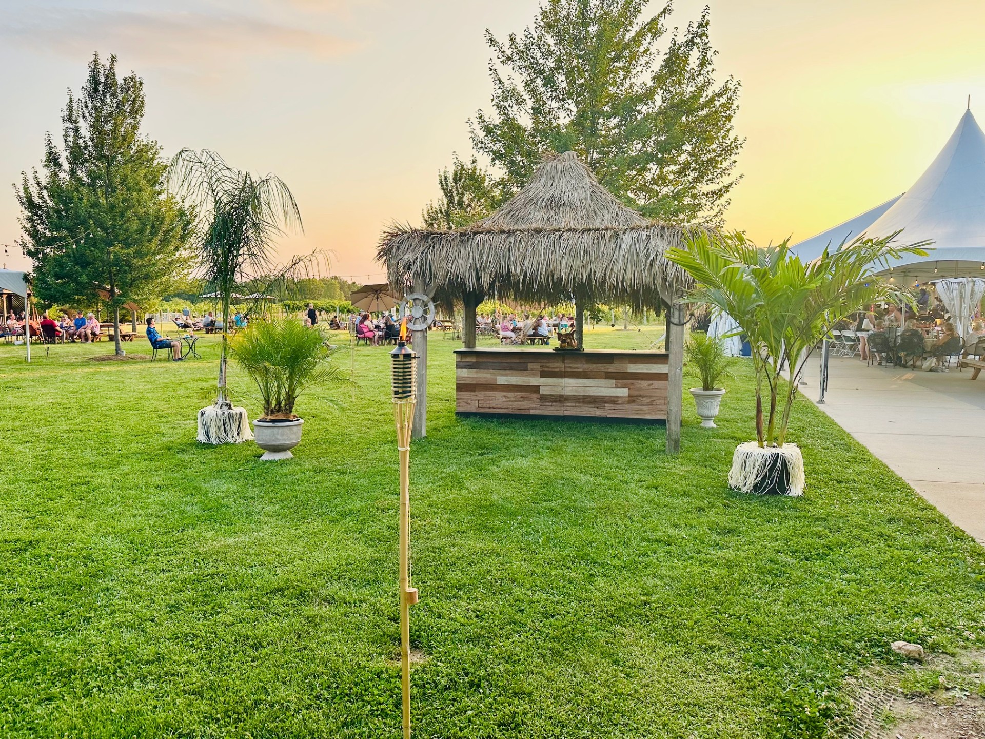 luau hut sunset